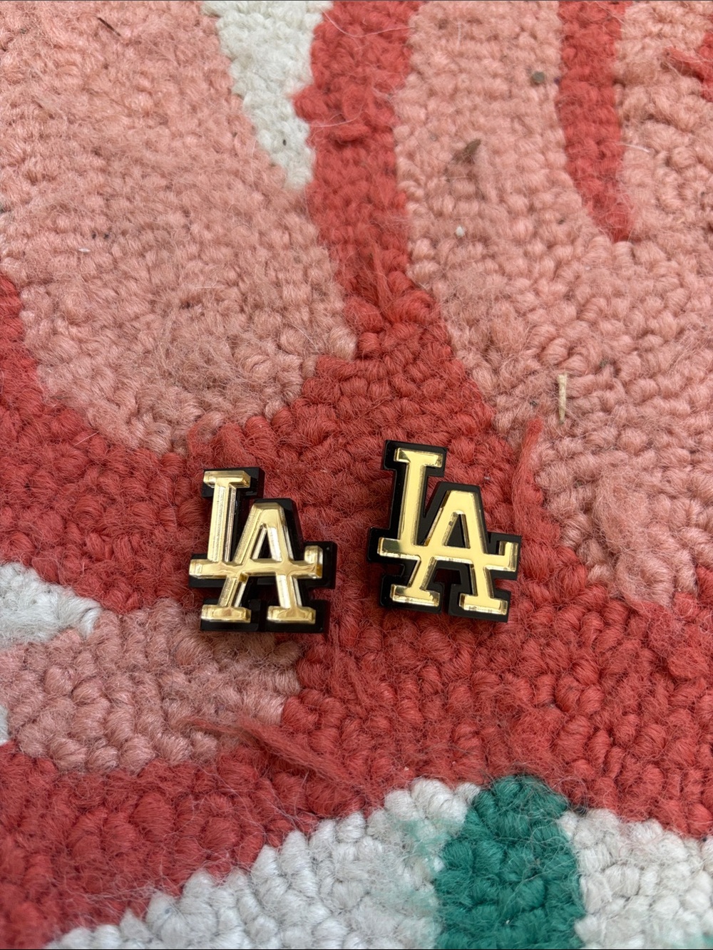 Melody Ehsani Gold & Black acrylic mirrored LA Los Angeles Stud Earrings